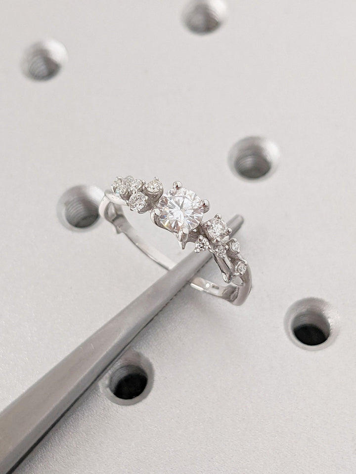 Cluster Diamond Engagement Ring with Lab Grown Diamonds