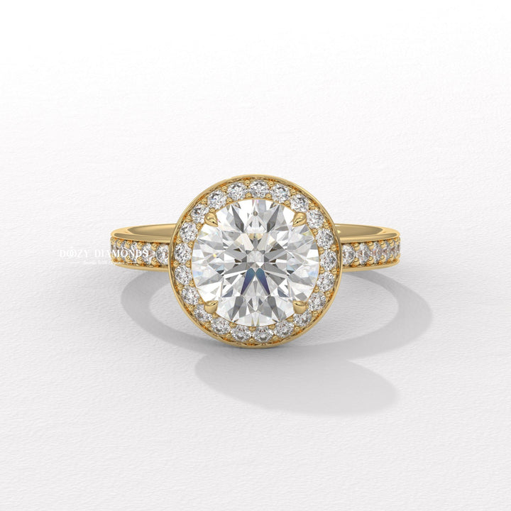 round halo engagement ring, round lab grown diamond engagement ring, halo diamond ring, round diamond ring, lab grown diamond engagement ring, round brilliant diamond ring, halo engagement ring