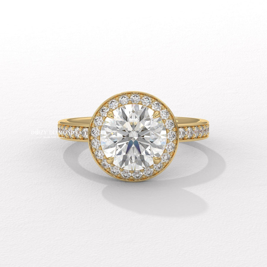 round halo engagement ring, round lab grown diamond engagement ring, halo diamond ring, round diamond ring, lab grown diamond engagement ring, round brilliant diamond ring, halo engagement ring