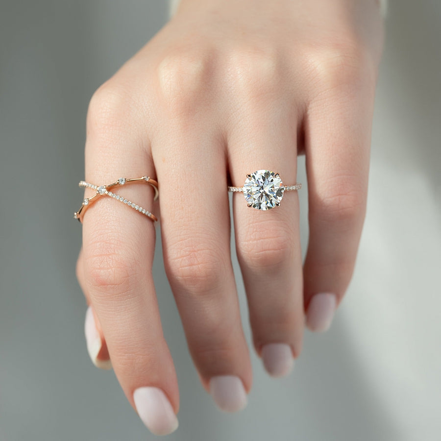 2.50CT - 4.50CT Round Lab Grown Diamond Pave Engagement Ring - Doozy Diamonds