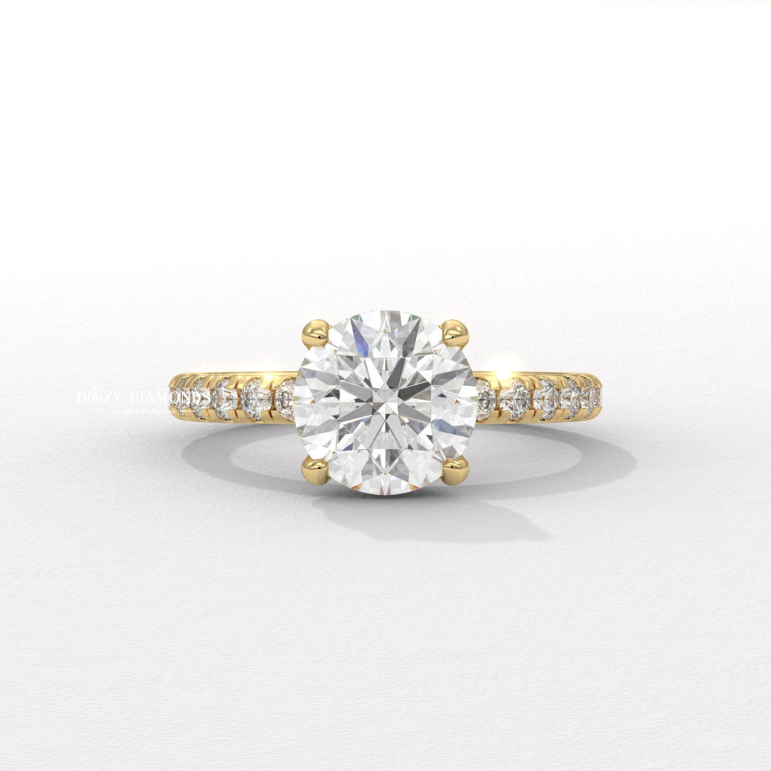 round engagement ring, round brilliant diamond ring, round cut diamond ring, hidden halo engagement ring, hidden halo diamond ring, round hidden halo ring, F VS diamond ring,