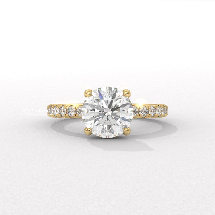 round engagement ring, round brilliant diamond ring, round cut diamond ring, hidden halo engagement ring, hidden halo diamond ring, round hidden halo ring, F VS diamond ring,