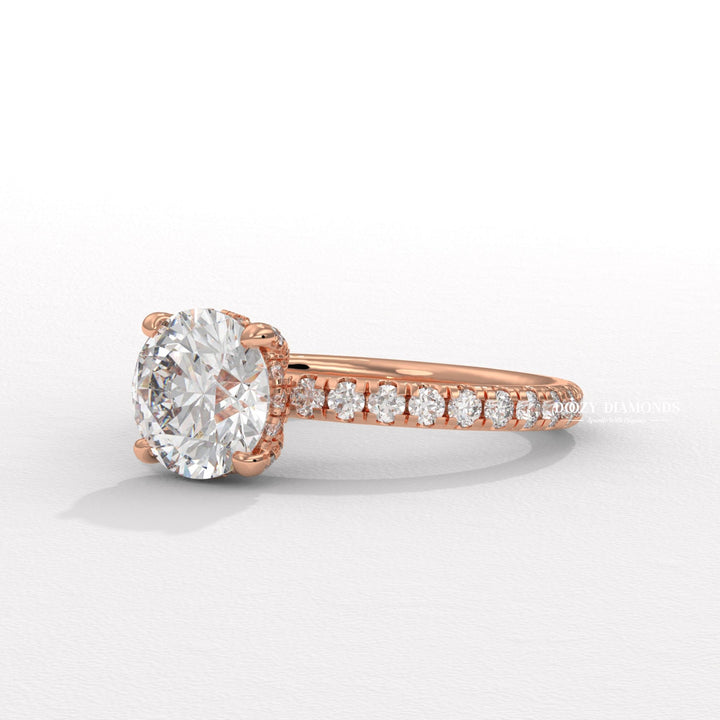 round bezel ring, round prong set ring, four prong engagement ring, six prong diamond ring, basket setting ring, tulip setting ring, vintage engagement ring, vintage style ring, modern solitaire ring