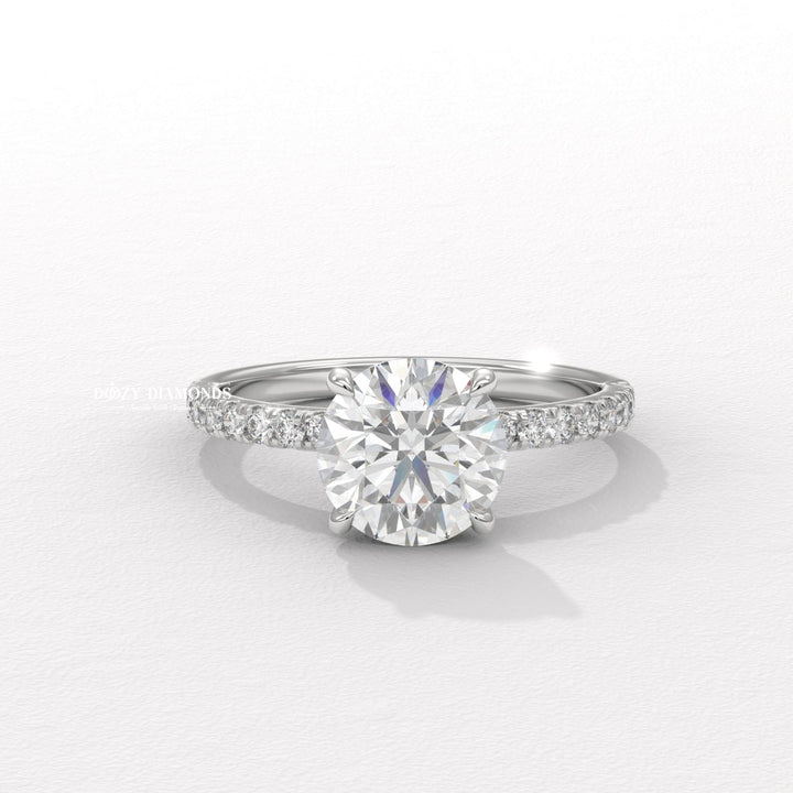 round prong set ring, four prong engagement ring, six prong diamond ring, basket setting ring, tulip setting ring, gallery rail ring, micro pave diamond ring, french pave diamond ring,