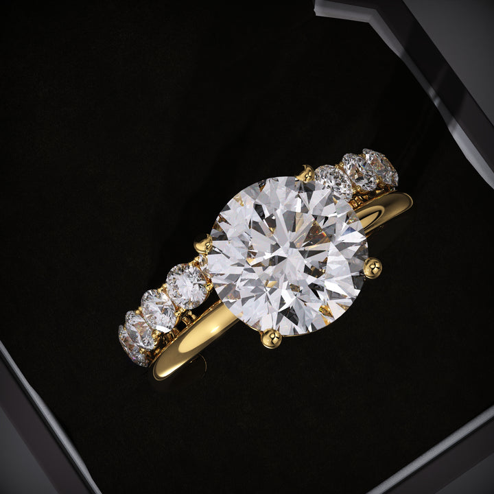 Round Lab Grown Solitaire Engagement Ring & Eternity Stacking Wedding Band
