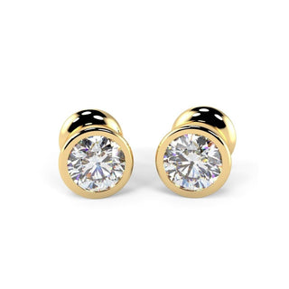 Bezel Set Diamond Round Cut Moissanite Earrings For Her