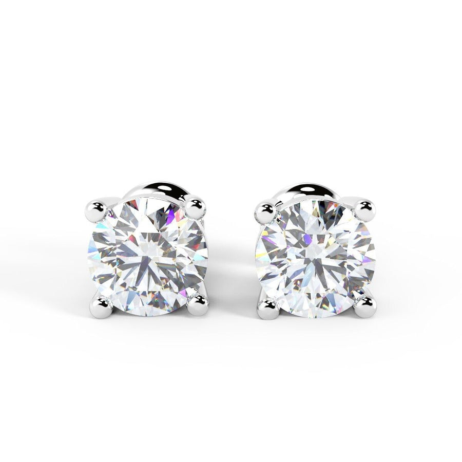 Round Cut Moissanite Tiny Diamond Stud Earrings For Women