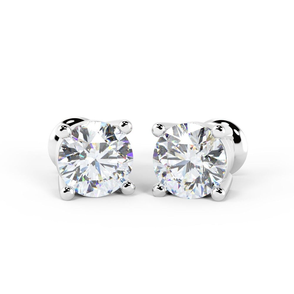 Round Cut Moissanite Tiny Diamond Stud Earrings For Women