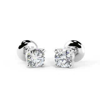 Round Cut Diamond Moissanite Stud Earrings For Women