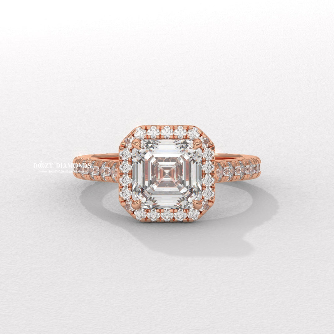 Asscher cut engagement ring
Halo setting ring
Pave setting ring
