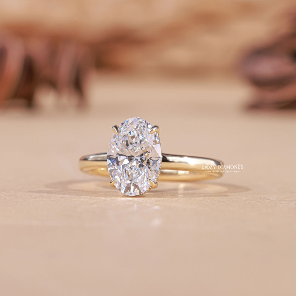 2.0CT - 3.0CT Oval F/VS1 Lab Grown Diamond Hidden Halo Engagement Ring - Doozy Diamonds
