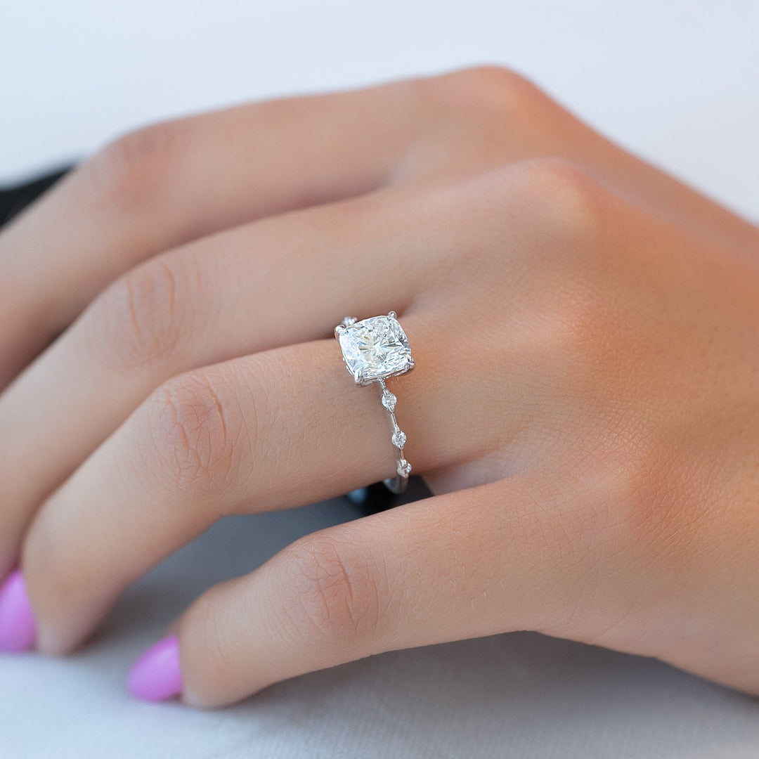 1.0 - 3.0 CT Cushion Lab Grown Diamond Dainty Engagement Ring - Doozy Diamonds