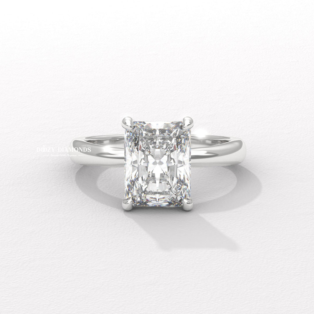 elegant bridal jewelry, radiant shape diamond ring, radiant wedding ring, radiant bridal ring, hidden halo diamond ring, hidden halo bridal ring, cathedral engagement ring,