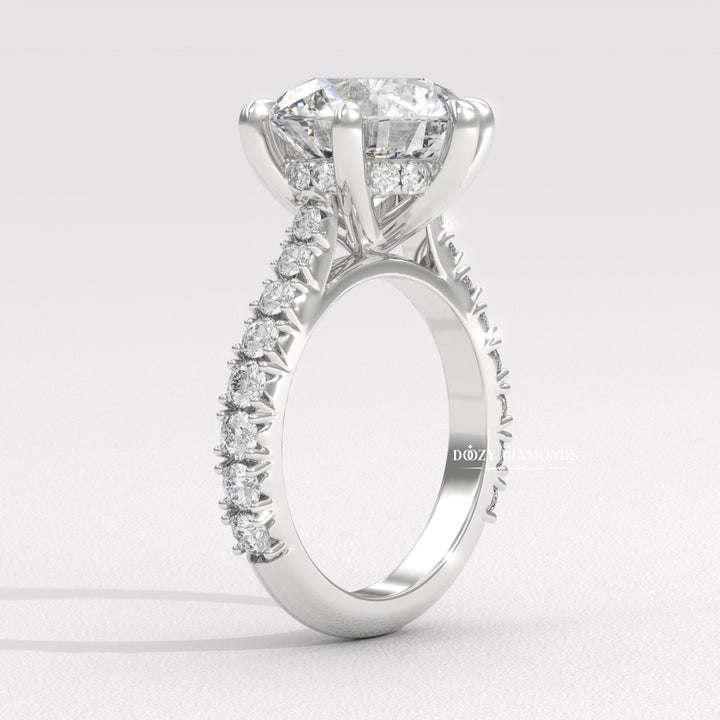 six prong diamond ring, basket setting ring, tulip setting ring, gallery rail ring, micro pave diamond ring, french pave diamond ring, shared prong pave ring, pave bridal ring,