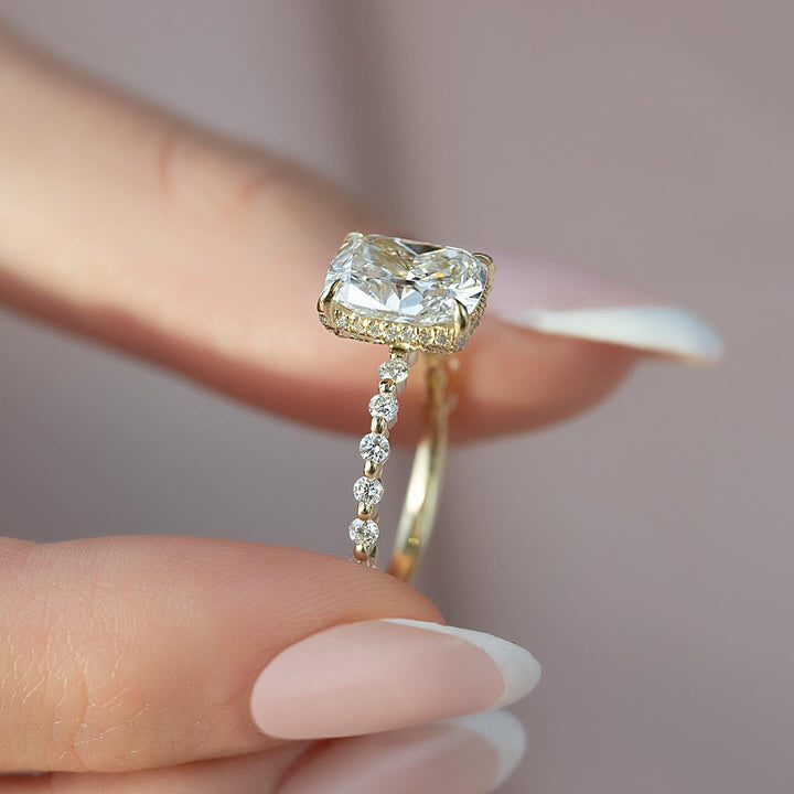 1.0 - 3.0 CT Elongated Cushion Lab Grown Diamond Halo & Pave Engagement Ring - Doozy Diamonds