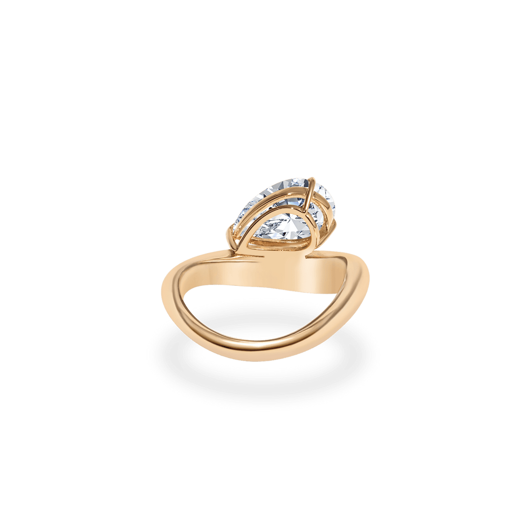 1.0CT - 2.0CT Pear Cut Lab Grown Diamond Wave Dome Engagement Ring for Her - Doozy Diamonds