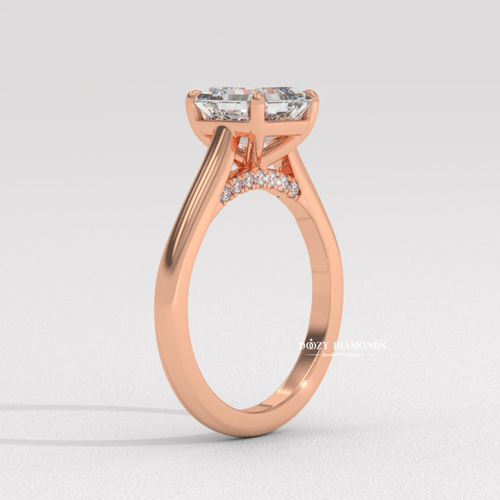 Custom asscher bridge engagement ring
Asscher cut solitaire engagement ring
Asscher cut halo engagement ring