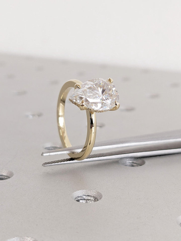 bridal jewelry pear cut diamond ring,