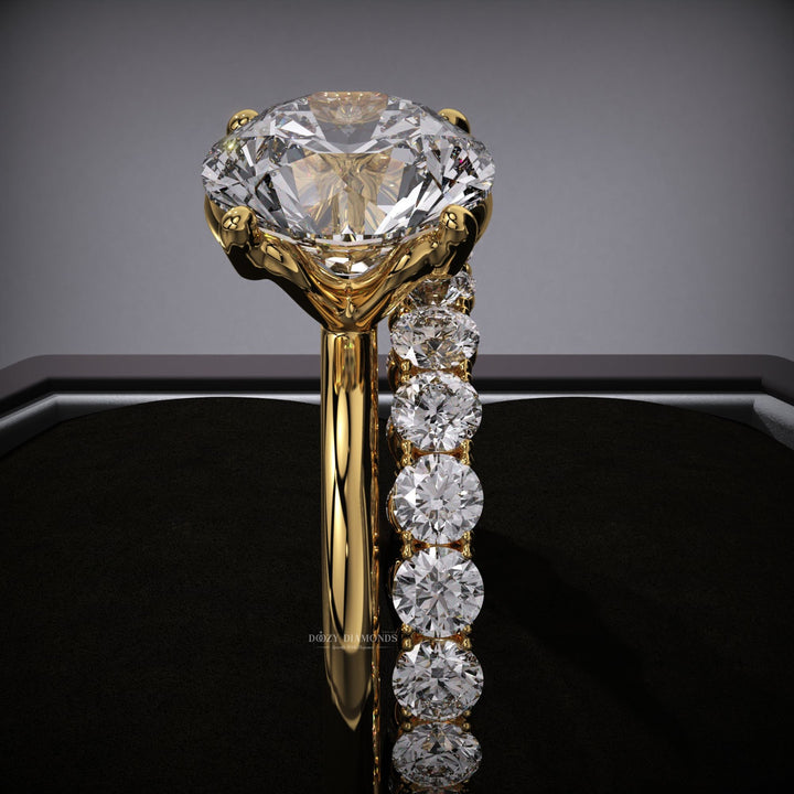 Round Lab Grown Solitaire Engagement Ring & Eternity Stacking Wedding Band