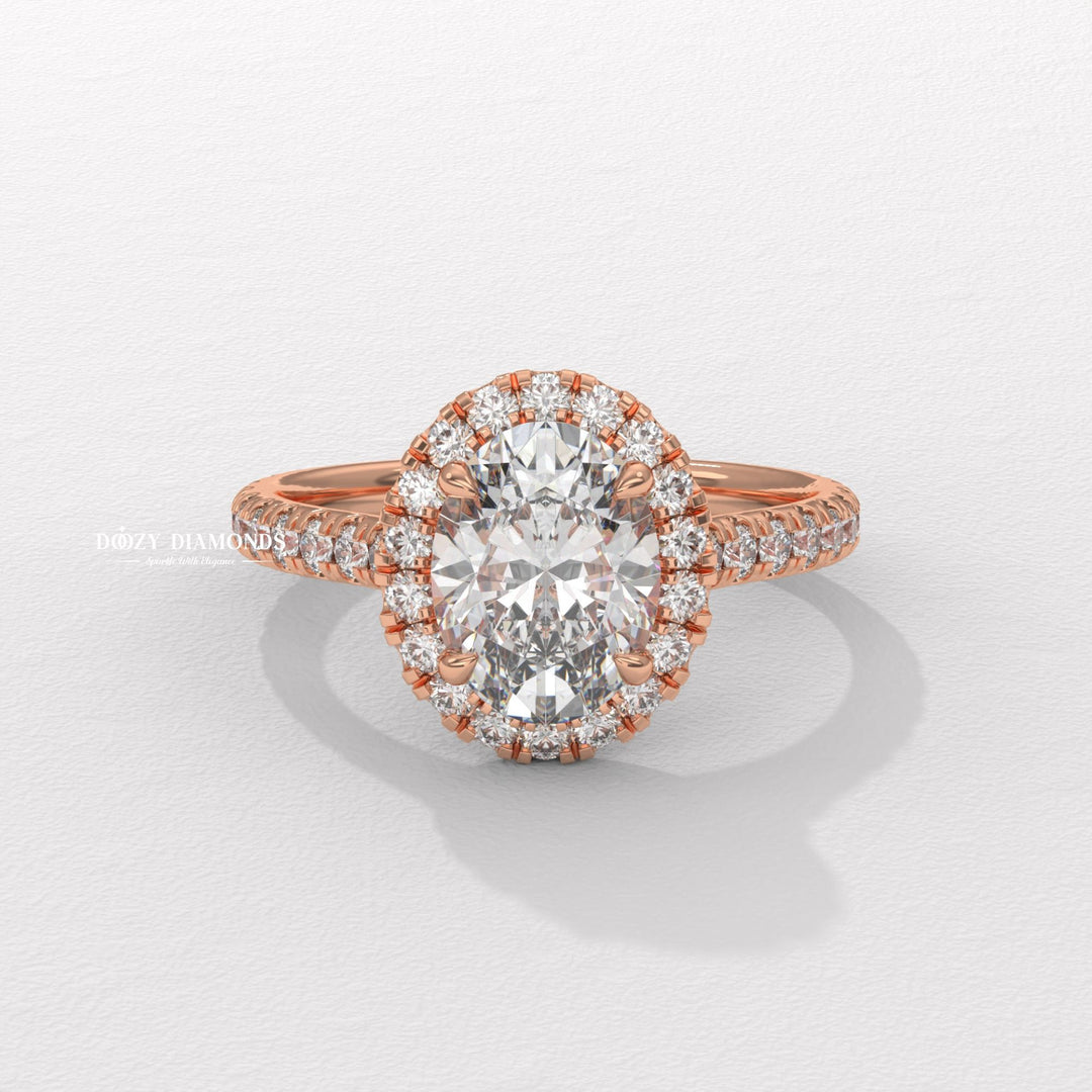 sparkling halo ring, classic halo engagement ring, oval lab diamond ring, oval diamond bridal ring, elongated oval diamond ring, luxury halo diamond ring, diamond proposal ring,