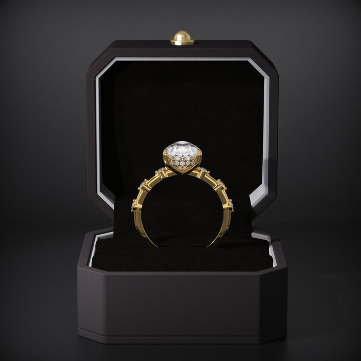 sparkling halo ring
contemporary bridal jewelry
unique engagement ring
statement diamond ring
affordable luxury ring
premium EVS1 clarity diamond