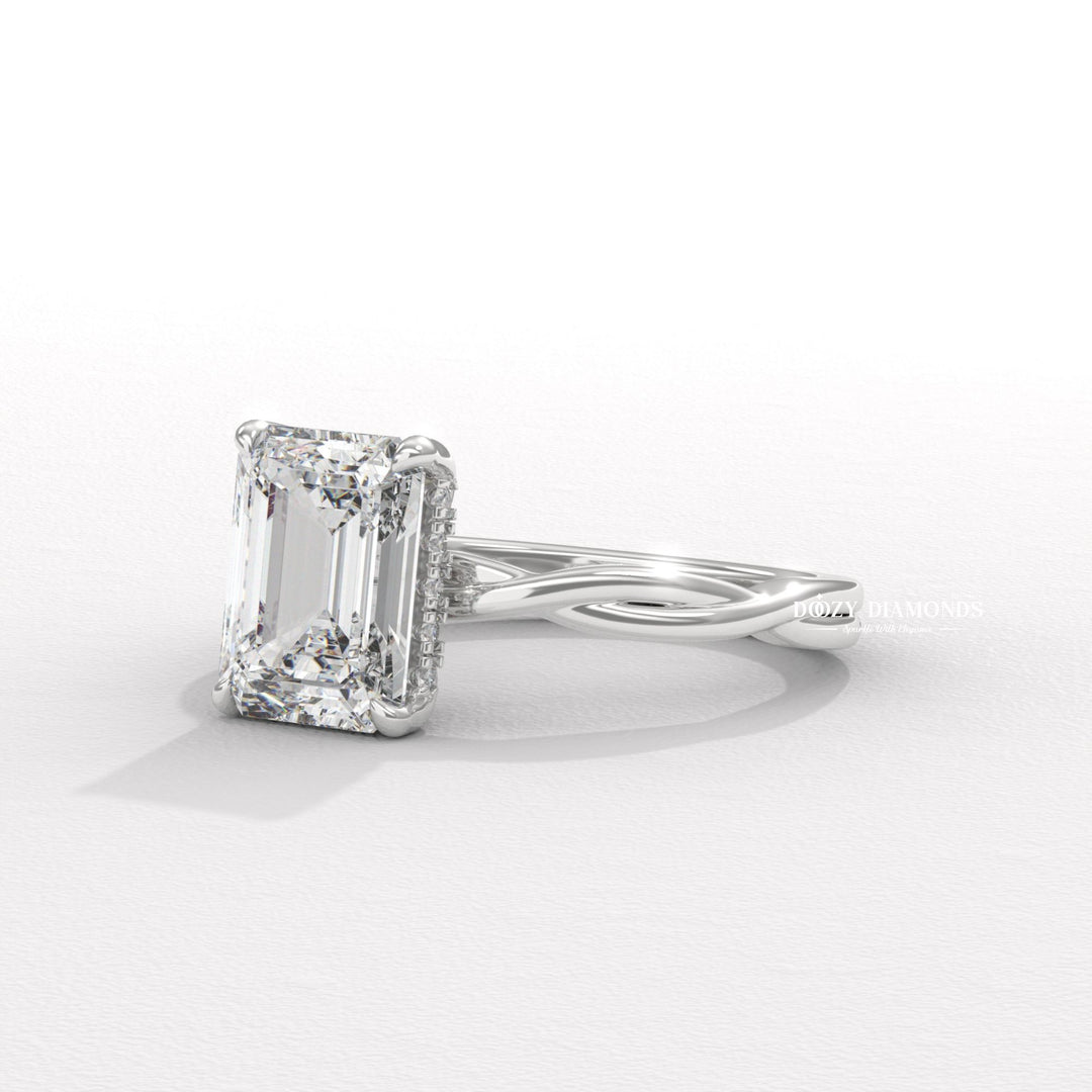 heirloom engagement ring, sophisticated diamond ring, luxury ring for women, wedding proposal ring, premium bridal jewelry, timeless bridal jewelry, elegant bridal jewelry, emerald halo ring, emerald hidden halo ring, emerald pave ring, emerald cathedral ring, emerald solitaire engagement