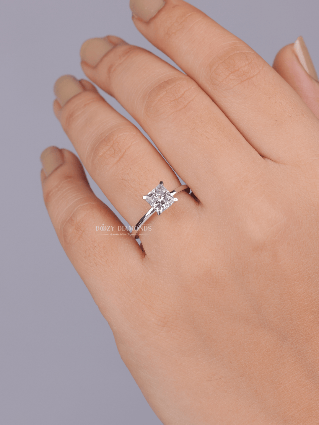 0.75ct - 1.0ct Princess Cut Lab Grown Diamond Solitaire Engagement Ring - Doozy Diamonds