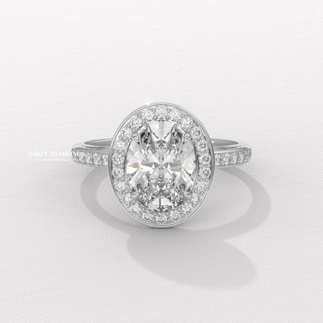 modern engagement ring, engagement gift for her, bridal ring set, oval halo diamond ring, elegant bridal jewelry, diamond ring for women, luxury wedding ring, sparkling halo ring,