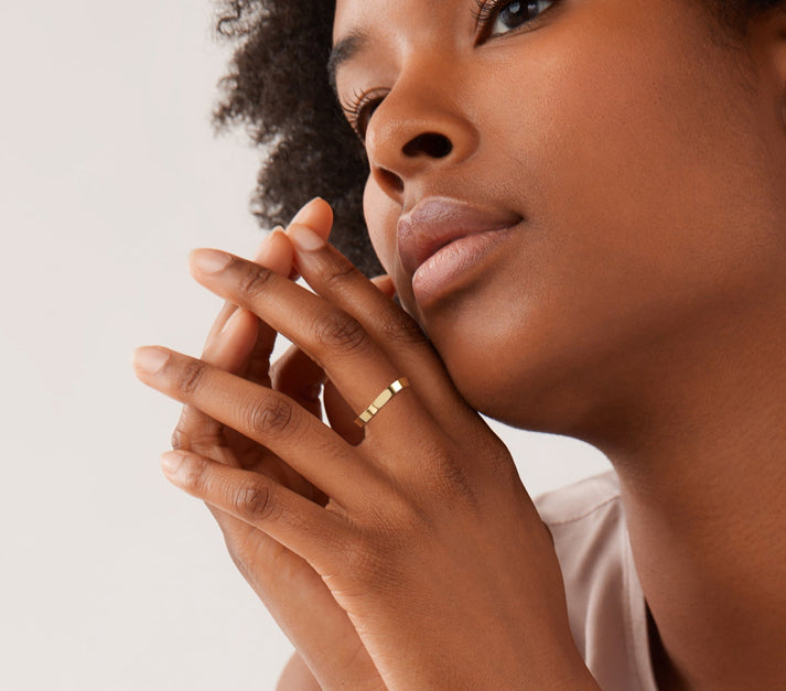 14k|18K Solid Gold Unique Curved Wedding Band for Women