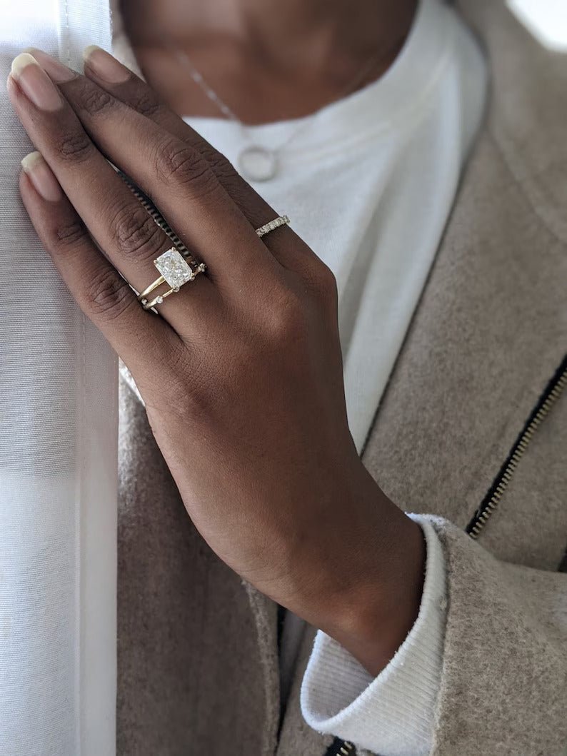 sustainable bridal jewelry, handcrafted proposal ring, luxury engagement jewelry, modern luxury ring, elegant bridal ring, designer radiant ring, radiant statement ring, sophisticated bridal ring,