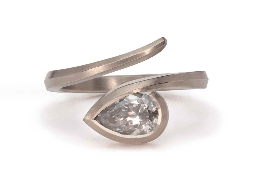 1.0CT - 2.0CT East To West Pear Cut Lab Grown Diamond Open Engagement Ring - Doozy Diamonds
