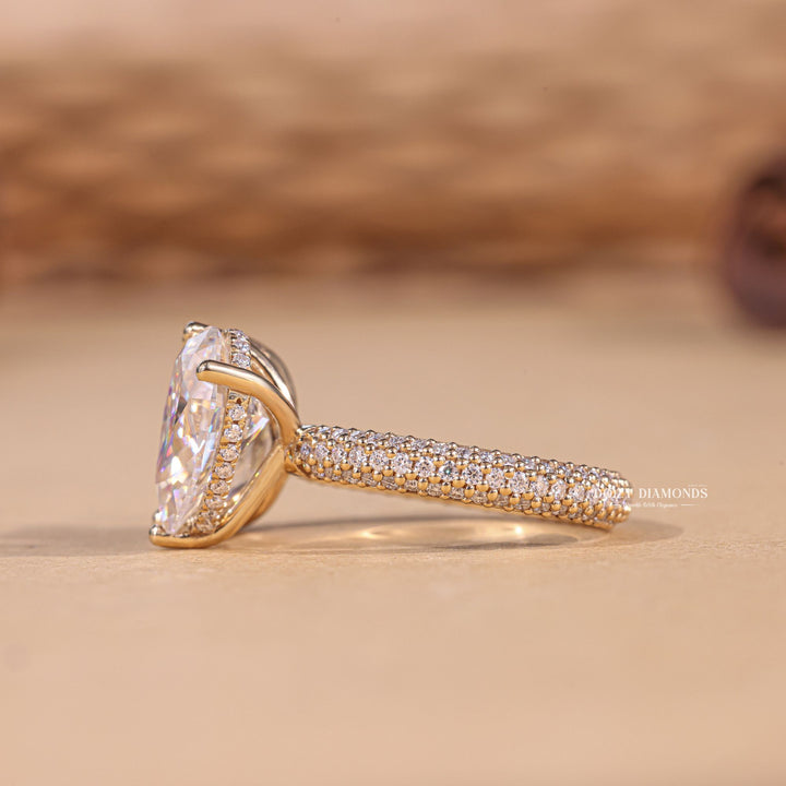 Pear & Emerald Cut Lab Grown Toi et Moi Diamond F/VS1 Micro Pave Engagement Ring - Doozy Diamonds
