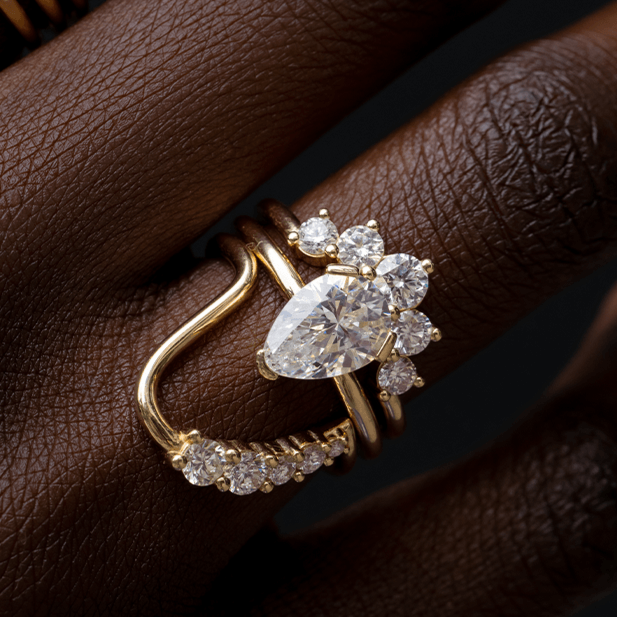 Round U Shape Diamond CVD EF/VVS Wedding Band for Her