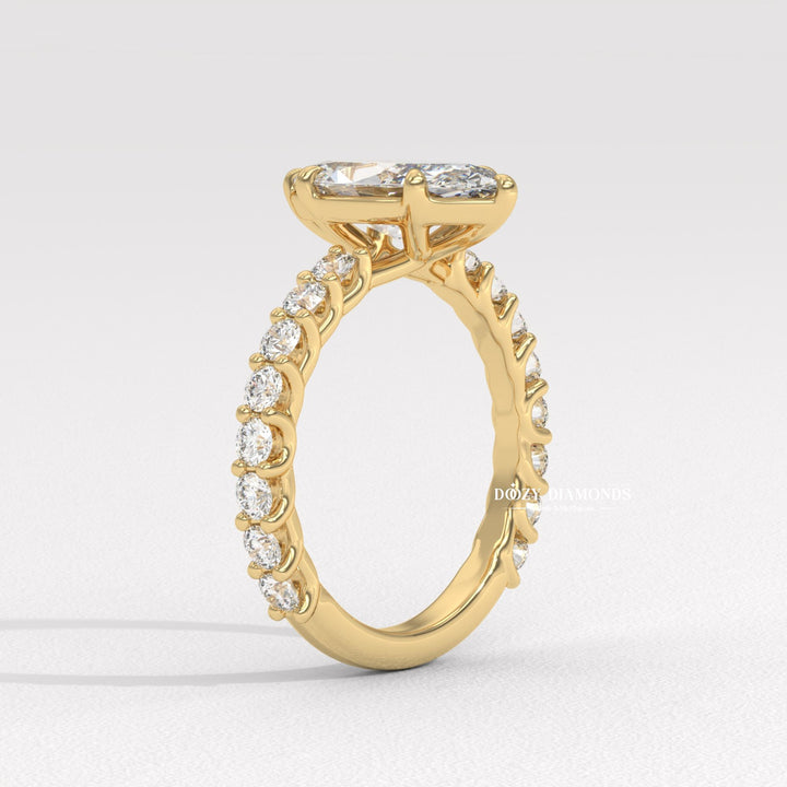 tapered band ring, tapered shank engagement ring, marquise bridal ring, elongated diamond ring