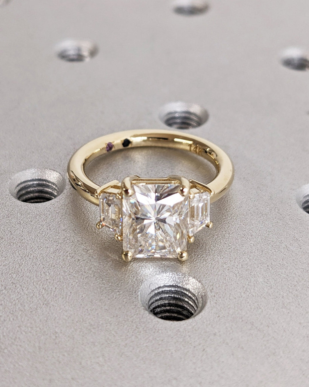 Radiant Cut Three Stone Lab Grown Diamond Engagement Ring