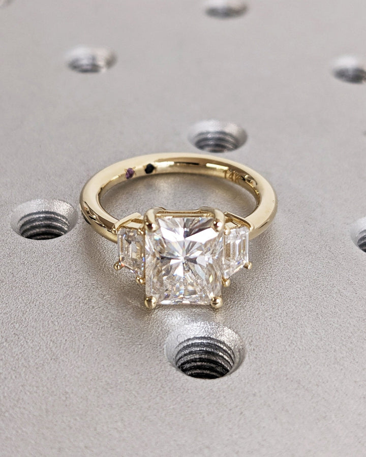 Radiant Cut Three Stone Lab Grown Diamond Engagement Ring