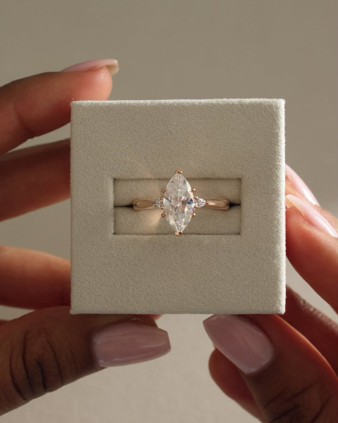 marquise engagement setting, side stone setting, side stone engagement setting, cathedral three stone setting, classic three stone setting, modern three stone setting, minimalist three stone setting