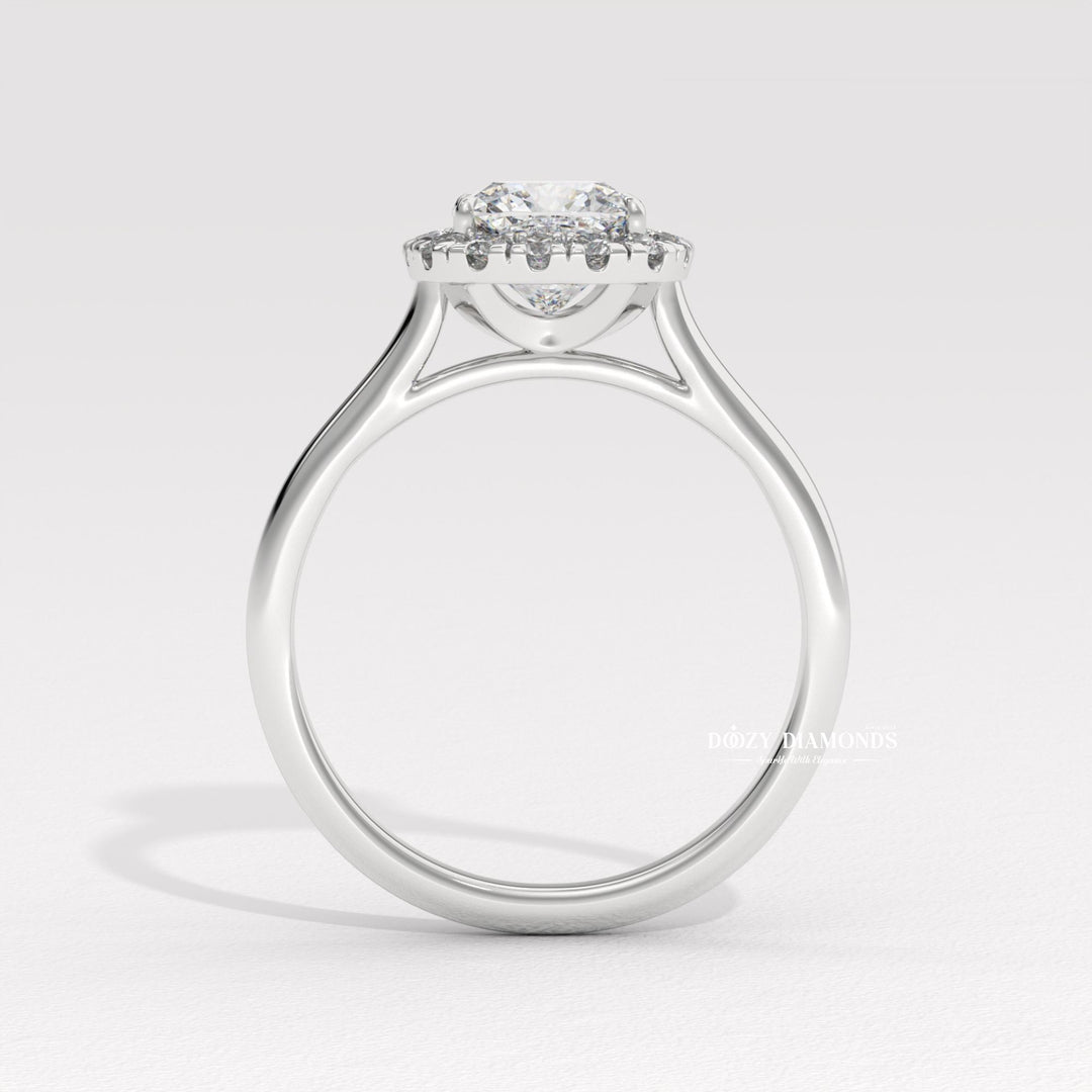 lab diamond engagement ring, engagement ring trends, designer bridal jewelry, statement bridal ring, glamorous diamond ring, cushion engagement ring for women, luxury proposal jewelry, wedding jewelry for women, ethical bridal jewelry, modern bridal ring,