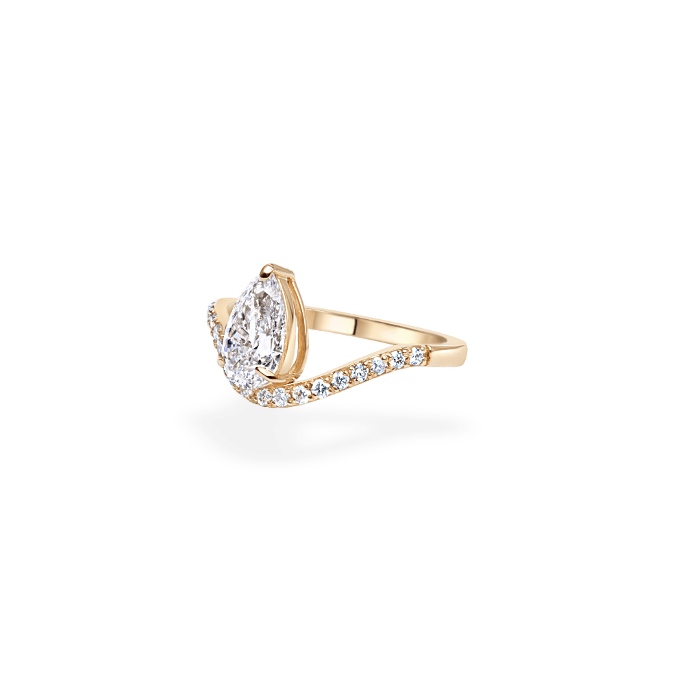 1.0CT - 2.0CT Pear Cut Lab Grown Diamond Wave Engagement Ring for Her - Doozy Diamonds