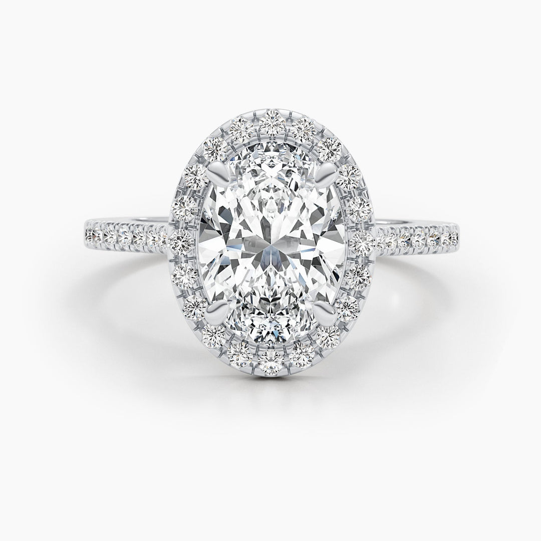 2.58ct Oval E - VS Halo & Pave Diamond Engagement Ring - Doozy Diamonds