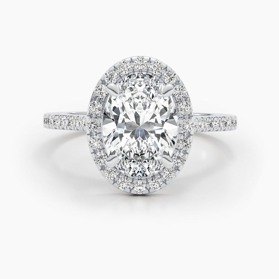 2.58ct Oval E - VS Halo & Pave Diamond Engagement Ring - Doozy Diamonds