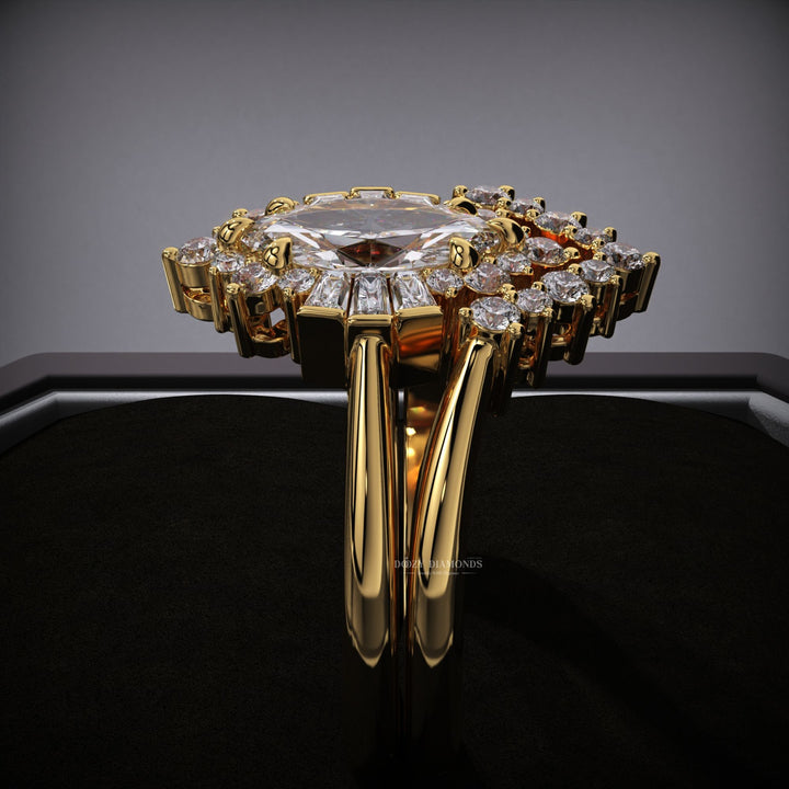 Marquise Lab Grown Diamond Cluster Engagement Ring With Matching Band