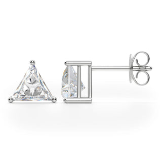 Triangle Cut Moissanite Diamond Solitaire Stud Earrings