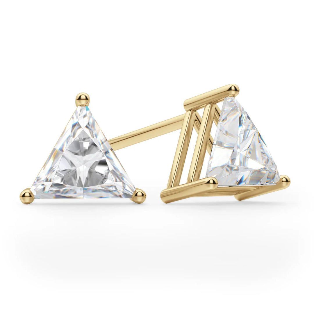 Triangle Cut Moissanite Diamond Solitaire Stud Earrings