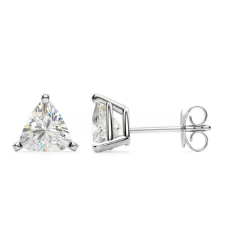 Trillion Cut Moissanite Diamond Solitaire Stud Earrings