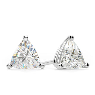 Trillion Cut Moissanite Diamond Solitaire Stud Earrings