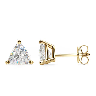 Trillion Cut Moissanite Diamond Solitaire Stud Earrings