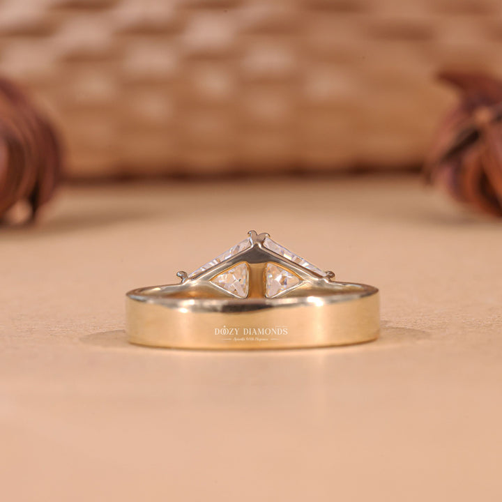 Trillion Cut Lab Grown Toi et Moi Diamond E/VS1 Cigar Engagement Ring - Doozy Diamonds