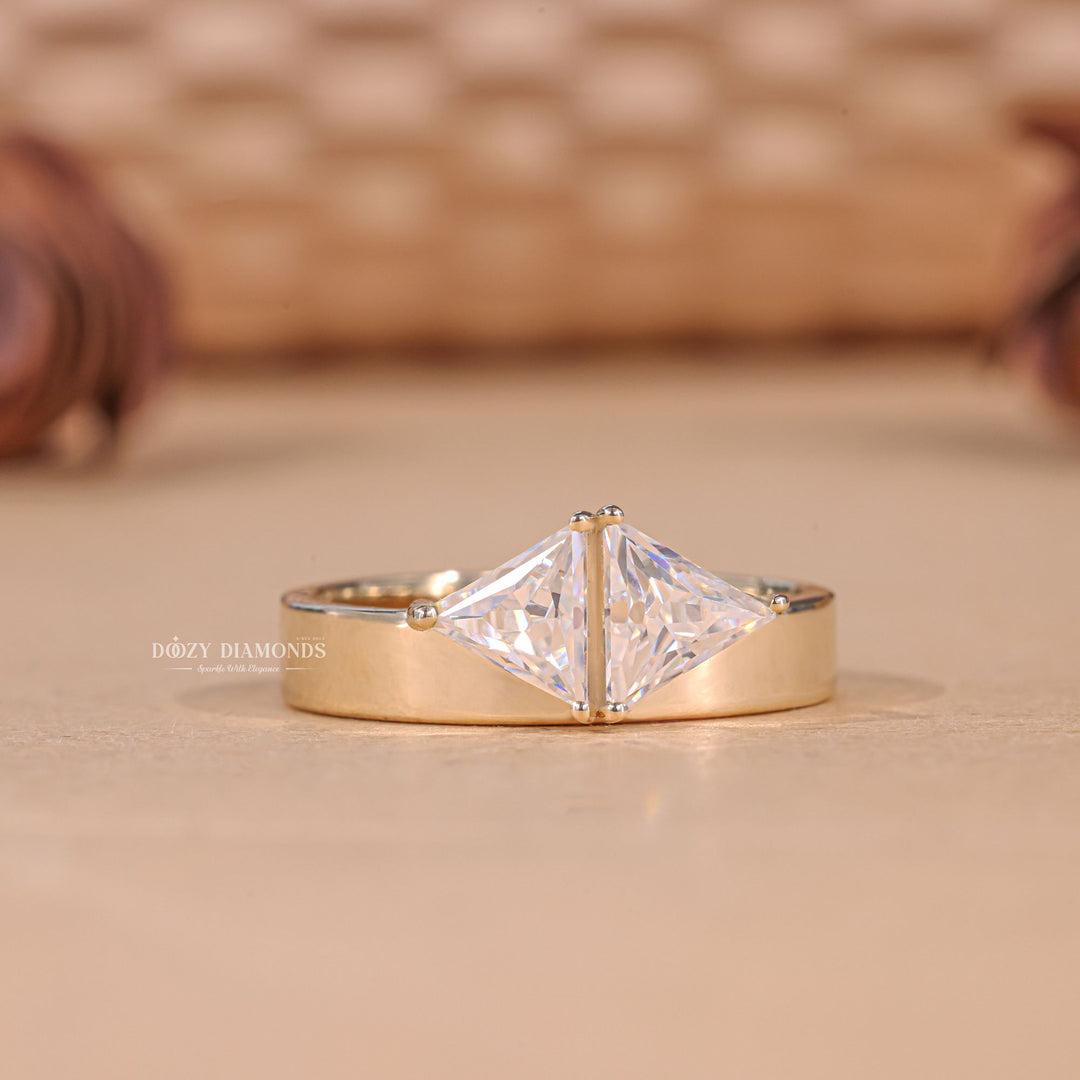 Trillion Cut Lab Grown Toi et Moi Diamond E/VS1 Cigar Engagement Ring - Doozy Diamonds