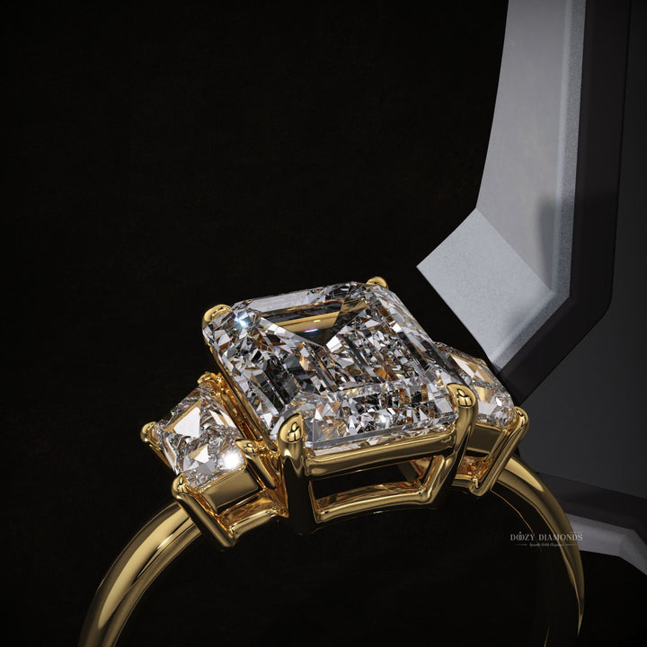 trilogy engagement ring
modern bridal ring
luxury lab diamond ring
elegant proposal ring